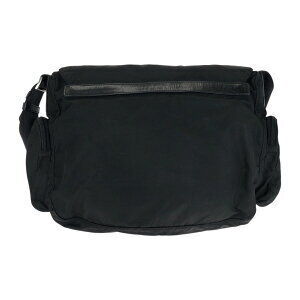 Prada Tessuto plate triangular leather messenger nylon bag black shoulder logo